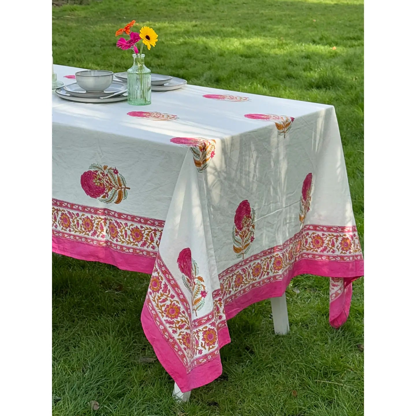 Indian Block Printed Tablecloth 150cm x 220cm (Six Seat Table) - Multiple Designs