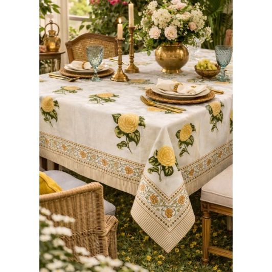 Indian Block Printed Tablecloth 150cm x 220cm (Six Seat Table) - Multiple Designs