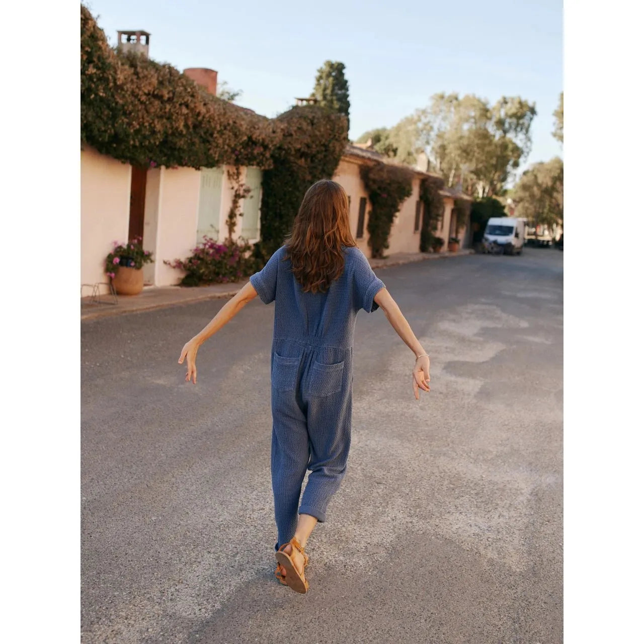 Indi and Cold Ladies Rustic Jacquard Jumpsuit - Indigo Blue