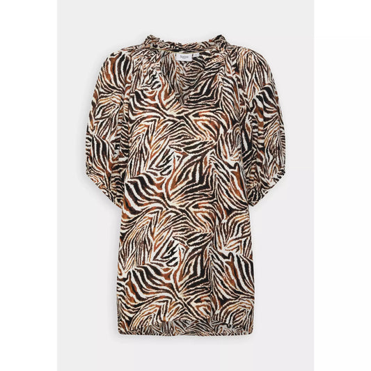 Saint Tropez Ladies Tessa Blouse - Hot Fudge Zebra