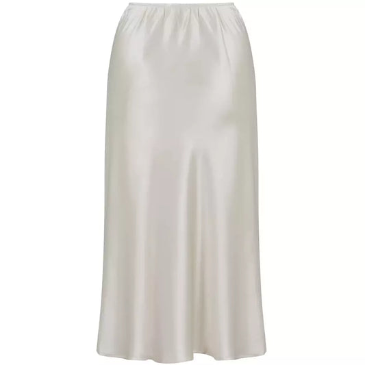 SATEEN CREME BIAS CUT SKIRT WITH SMALL SLITS AT BOTTOM FOR EASIER MOVEMENT