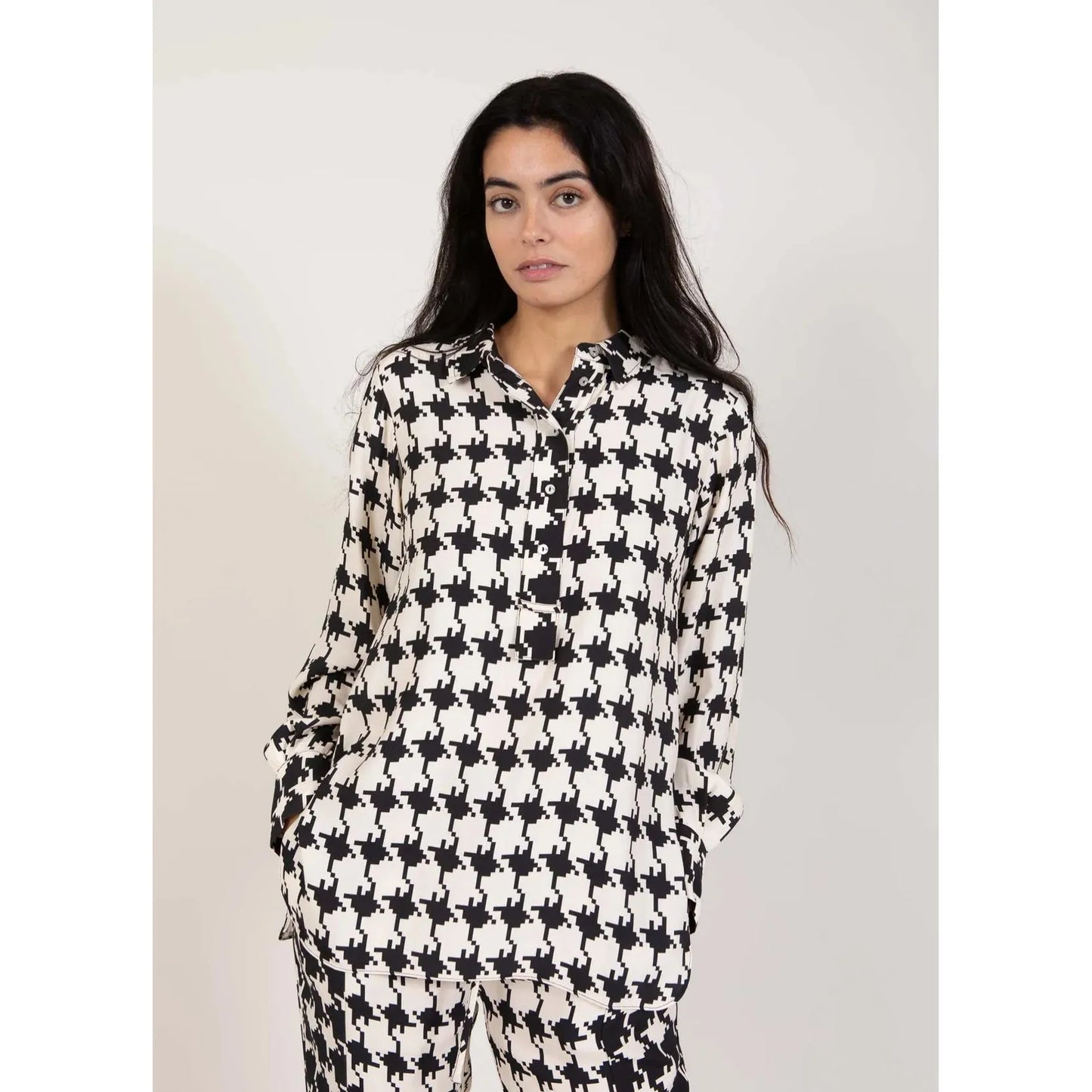 Coster Copenhagen Ladies Shirt - Houndstooth Mix Print